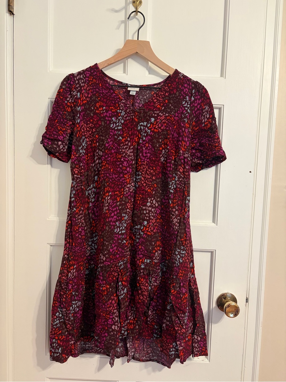 a new day Purple and Red Floral Print Top